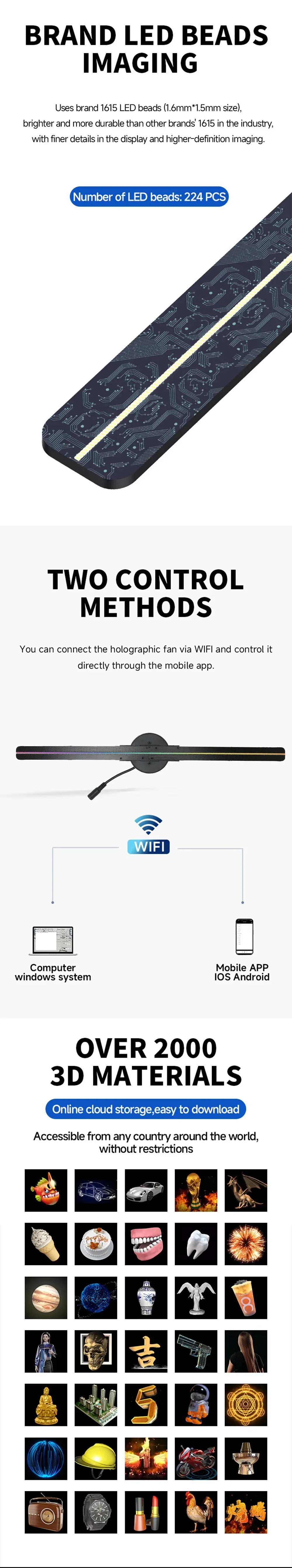 UNiPROS 3D Holographic Fan Screen Stereoscopic Display Suspended Project Lamp 42cm Suspended Imaging Advert Machine