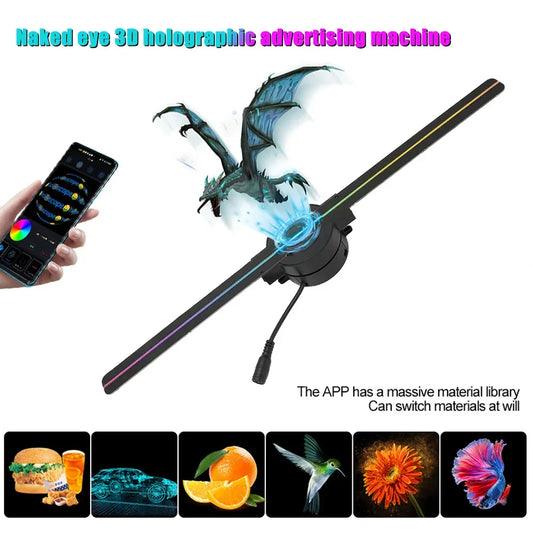 UNiPROS 3D Holographic Fan Screen Stereoscopic Display Suspended Project Lamp 42cm Suspended Imaging Advert Machine