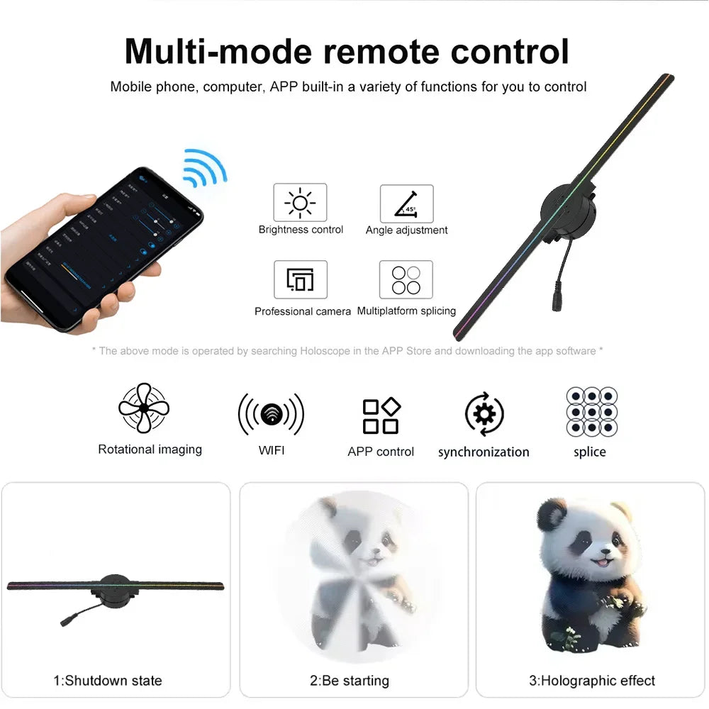 UNiPROS 3D Holographic Fan Screen Stereoscopic Display Suspended Project Lamp 42cm Suspended Imaging Advert Machine